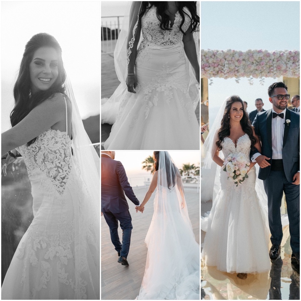 WEDDING DRESS / BRIDAL GOWN & MATCHING VAIL - Simple yet Classy, Sexy yet Fun!